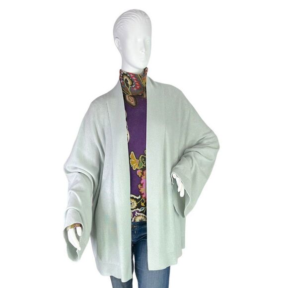 Lafayette 148 New York Mint Green 100% Cashmere Open Kimono Cardigan, Size M/L - Picture 2 of 10